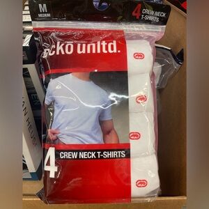 Ecko Unltd. Men’s Crew Neck Tee Shirts Short Sleeve 4 Pack White Large